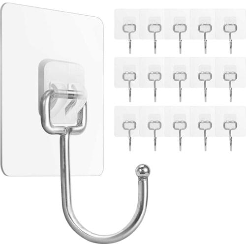 Large Adhesive Hooks,Waterproof And Rustproof Wall Hooks For Hanging Heavy Duty, Use Bathroom,Home And Office,16 Pack
