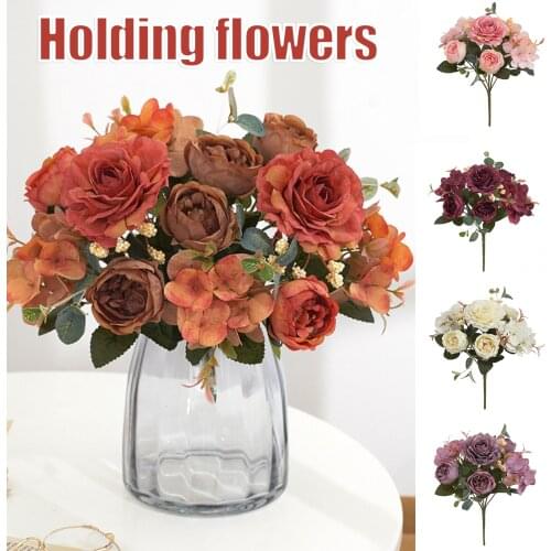 Artificial Flowers Bouquet Romantic Fake Flower Bouquet for Home Wedding Garden Party Decoration TS2