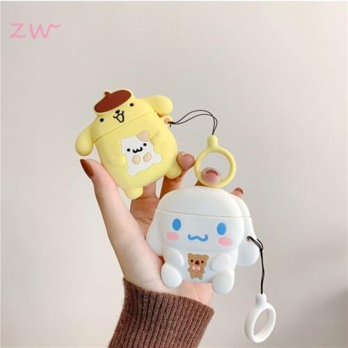 Earphone Case Keyring For AirPods Case Silicone Cute Cartoon Protective Cover For Airpods Headphone Earburd Case Ring Strap