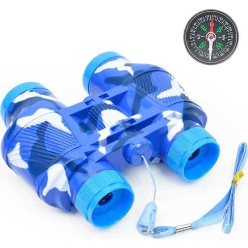 Kids Simulate Binoculars Telescope Compass Educational Toy with Neck Strap for Outdoor