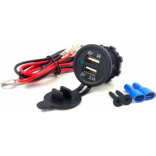 Dual USB 3.1A 12-24V Car Modification USB Car Charger Modified Multi-function Motorcycle Charger With Wire harness and Terminal