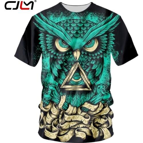 CJLM Man Large Size Spandex Animal Tee Shirt 3D Full Printed Bandage Owl O Neck Tshirt Mens Yellow Triangle Funny T-shirt