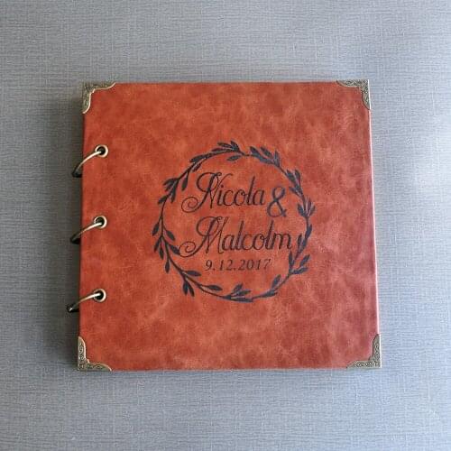Personalized Wedding Guest Book, Leather Wedding Guestbook Album, Wedding Present, Anniversary Gift, Custom Bride and Groom