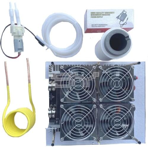 New 5KW/5000W ZVS Induction Heater Induction Heating PCB Board Heating Machine Melted Metal + Coil+Pump+ crucible