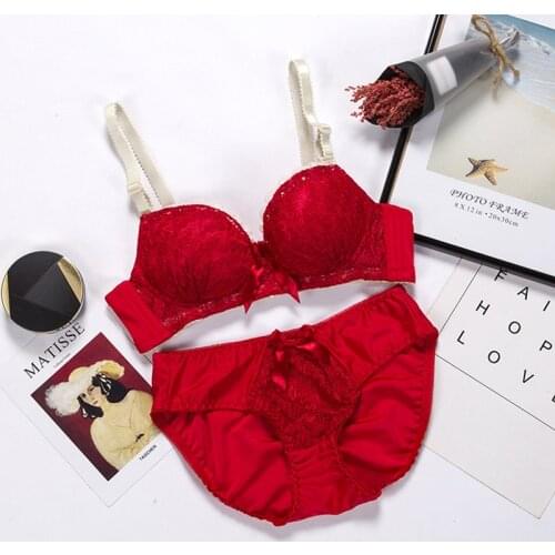 Lingerie japanese push up lace intimates intimo transparent underwear women set Cup AB sexy bra and panty sets