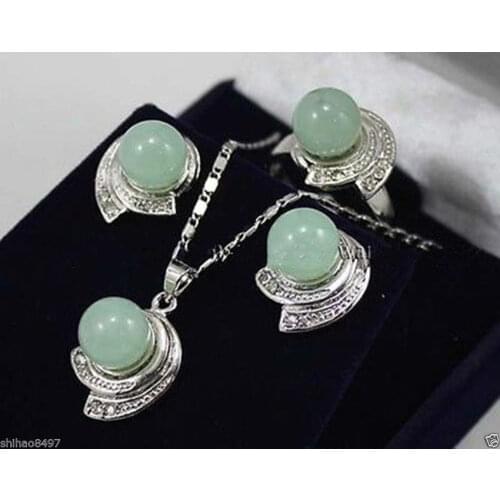 Fashion Jewelry Green Natural stone Earrings Ring Necklace Pendant AAA . watch Quartz stone crystal FREE SHIPPING