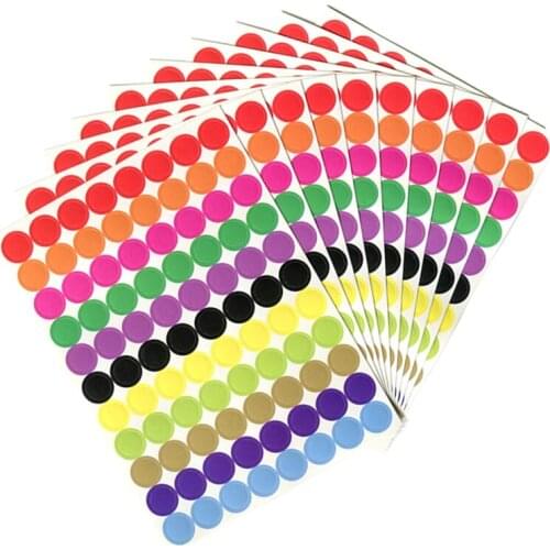880pcs/10 Sheet Round Circles Sealing Sticker Paper Labels Colored Dot Stickers Adhesive Package Label Party Decoration
