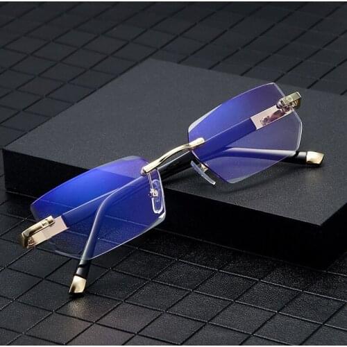 NEW ARRIVAL Men Women Rimless Cutting Reading Glasses Anti Blue Light Magnification Eyewear for Ladies Presbyopia Eyeglasses