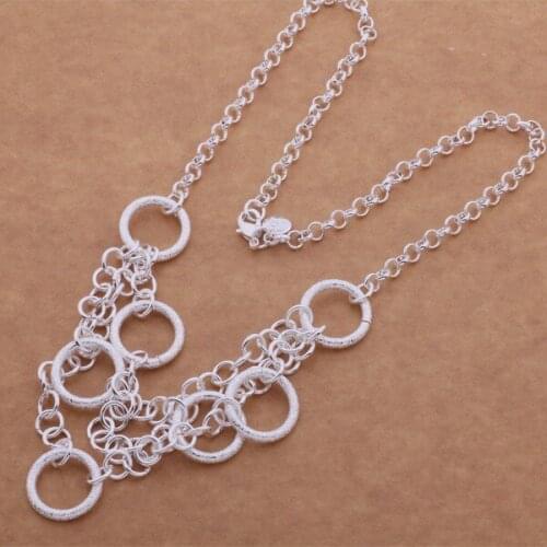 925 sterling silver Necklace, 925 silver fashion jewelry Sandy circle necklace /czdalqka bmrakdya AN522