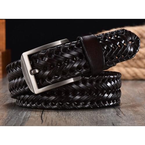Braided Leather Belt for Mens Belts 4.0CM Width Luxury Genuine Leather Cow Straps Hand Knitted Designer Strap Leather Belt Men