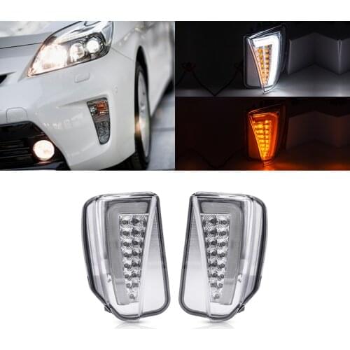 Fits For Toyota Prius Hybrid 2012-2014 (Facelift XW30) Led Corner Lights 2-In-1 Amber Led Turn Signal White Driving Lights