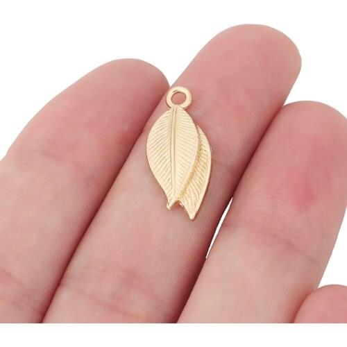 10 x Gold Color Leaf Charms Pendants for DIY Earrings Jewelry Making Accessories 22x10mm