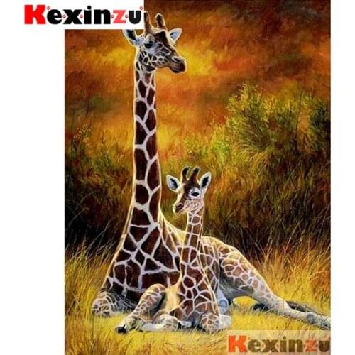 Full Square/Round 5d Diamond Painting-Giraffe family-3d Embroidery Cross Stitch Mosaic Full Picture Of Rhinestone Decor Y35535