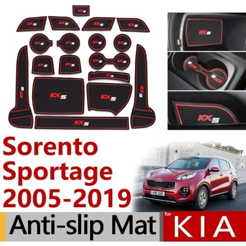 Anti-Slip Rubber Gate Slot Cup Mat for KIA Sorento XM UM Sorento Prime Sportage JE KM SL QL Accessories Stickers 2010 2013 2015