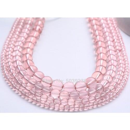 Wholesale Glass Beads Pink Natural Stone Round Loose Beads 4/6/8/10mm DIY Bracelet Jewelry Making Accessories