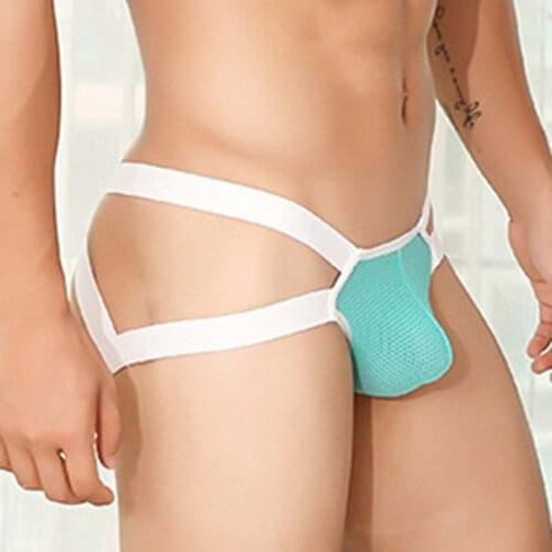 Mens Jockstrap Briefs Underwear Low Rise U Bulge Pouch Open Butt Male Thong Homme Panties Male Aerobic Exercises Underpants A30