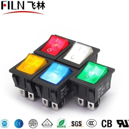 FILN ON-OFF 15A/12V Heavy Duty 4 pin Not Waterproof T85 rocker switch circuit breaker with lamp