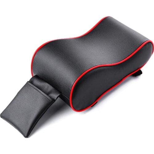 Universal Car Armrest Pad Faux Leather Car Center Console Arm Rest Seat Box Pad Cushion Handrail With Phone Holder Storage Bag