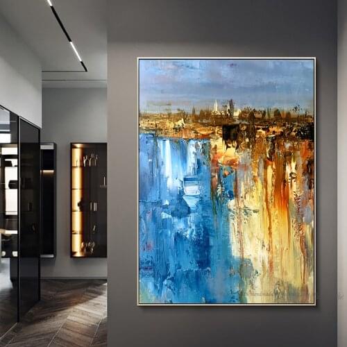 Vintage canvas pictures Abstract painting blue Painting for living room wall decoration painting picture wall large handamde art