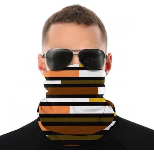 Brown Yellow Pink Stripes Magic Scarf Neck Face Mask Unisex Halloween Warmer Tubular Bandanas Windproof Headwear Cycling Hiking