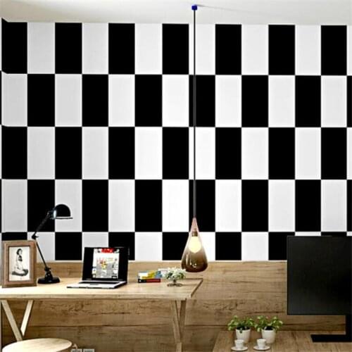 Wellyu Nordic style wallpaper TV background black and white plaid geometric bedroom living room modern minimalist wallpaper