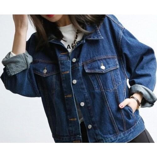 Women Basic Coat Denim Jacket Women Spring Autumn Jeans Jackets for Women Denim Coat Loose Fit Casual Style Outerwear YQ376