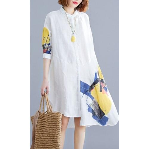 Long Printed Loose Women Shirts 2021 Summer New Long-Sleeved Casual Female Outwear Coat Office Lady Shirt Tops