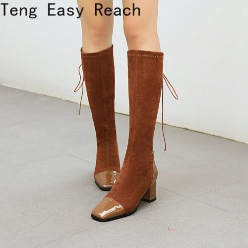 Female High Quality Knee High Boots Women Pu Leather Knee Winter Boots Comfortable Women Long Boots Shoes Mujer Botas 2021 New