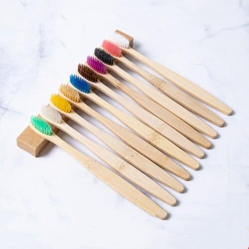 New 50-Pack Random Color Bamboo Toothbrush Adults Soft Bristles 100% Biodegradable Zero Waste Vegan Products Dental Oral Care