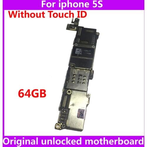 100% tested clean iCloud motherboard without touch ID for iphone 5S 64GB factory unlocked mainboard with original IOS system