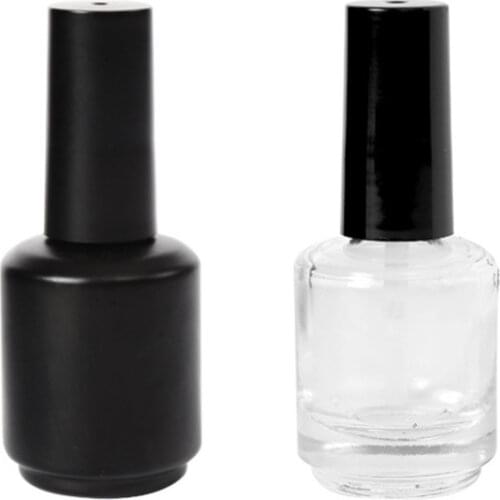 200pcs 15ml Empty Nail Polish Bottle Cosmetic Containers Nail Glass Bottles With Brush Black Transparent Glass With A Lid Brush