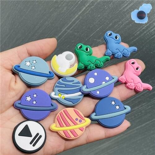 50Pcs Planet Astronaut Animal PVC Shoe Charms Garden Shoe Accessories Sandals Decorate Clog for Wristband Croc Jibz Kids gift