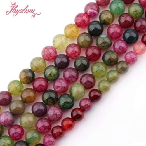6,8,10mm Smooth Round Bead Cracked Multicolor Agates Stone Beads For DIY Necklace Bracelets Jewelry Making 15" Free Shipping