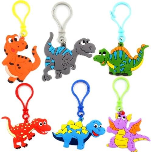 6pcs Dinosaur Party Rubber Keychain Boy Birthday Party Decorations Kids Gifts Baby Shower Decorations Tropical Jungle Party Deco