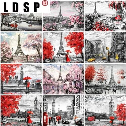 LDSP Diamond Embroidery Cross Stitch Street Diamond Painting Landscape 5D DIY Full Drill Mosaic Rhinestone Pictures Crafts