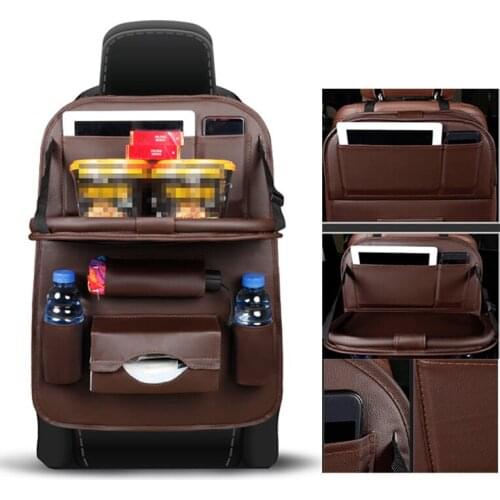 Car Accessories Seat Back Storage Bag Chair Back Hanging Bag Multifunctional Car Beverage Tray Foldable Dining Table