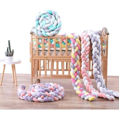 1M/2M/3M Baby Bed Bumper Protector for Newborn Baby Pillow Cushion Cot Room Decor Infant Knot Braided Bed Bumper mper Room Decor
