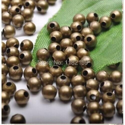 Free Shipping Wholesale 5000pcs Bronze Smooth Ball Spacer Beads 4mm Dia. For Jewelry Making Craft DIY