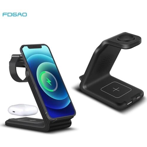 3 in 1 Qi Wireless Charger Fast Charging Stand For iPhone 12 11 XS XR X 8 Samsung S21 S20 For Apple Watch 6 5 4 3 2 Airpods Pro