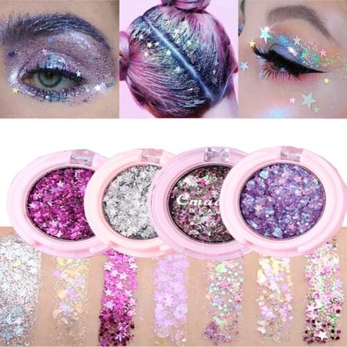 14 Colors Sequin Eyeshadow Glitter Diamond Sparkling Highlight Face Body Cream Gel Pentagram Moon Shard Party Eyes Makeup Tools