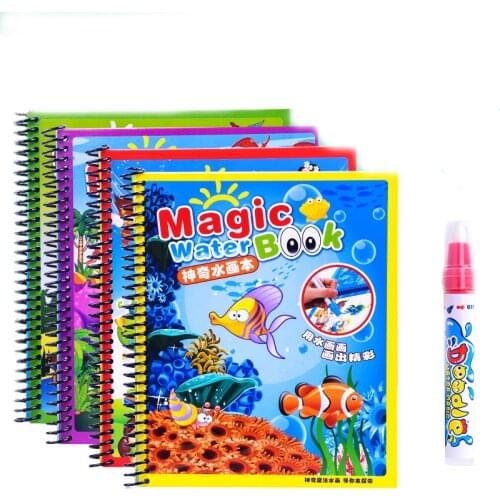 Creative Drawing Toys Water Paint Cartoon Coloring Notebook Doodle With Magic Pen Education Drawing Toys Set For Children Kids