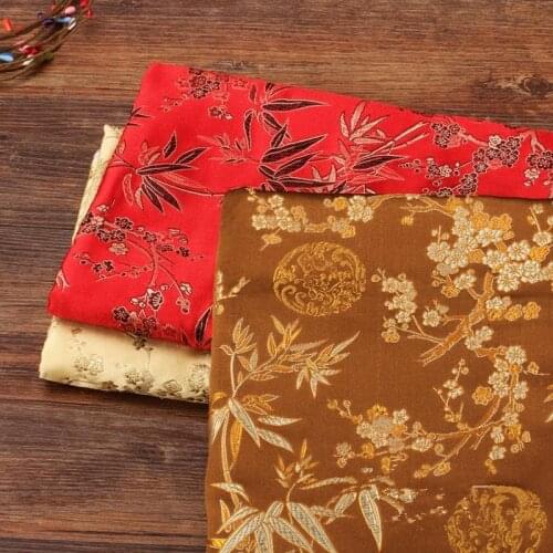 CF05 1/2Y Wintersweet Brocade Jacquard Fabric For Traditional Chinese Fabric Wedding Cheongsam Fabric Mulberry Silk DIY Material