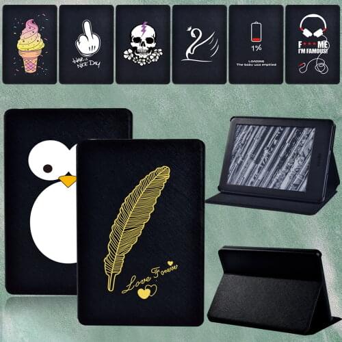 Tablet Case for Amazon Kindle 8th/10th Gen/Paperwhite 1/2/3/4 Leather Simple Painting Tablet Cover Case + Pen