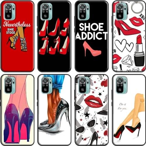 Fashion High heels Girl Case For Xiaomi Redmi Note 10 Pro 8 7 K40 8T 9S 9C 9A 8A 7A 9T Note 9 8 Pro Phone Cover
