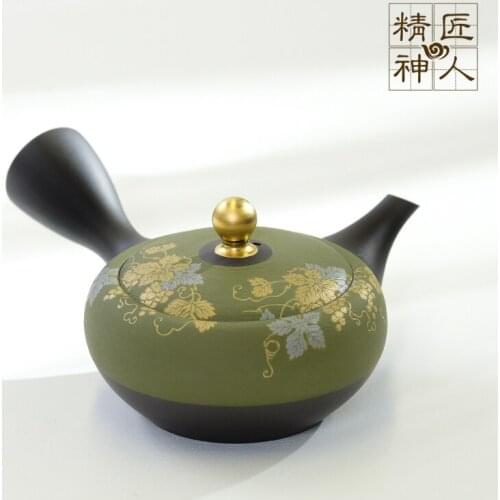 A pure manual cane side slide burning gold foil Portugal pot of Japanese horizontal hand teapot imported high-grade tea