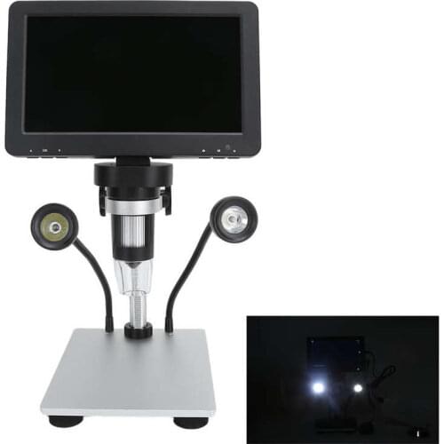 DM9 Digital Microscope 7 Inch HD Screen LCD Display Video Microscope 8 LED Lights 10X-1200X HD USB for Android/IOS/Computer