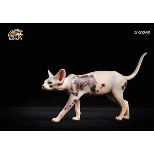 JXK Studio JXK026 1/6 Scale Tattooed Hairless Cat Sphynx Model Pet Animal Statue Sculpture Fit 12'' Action Figure Body
