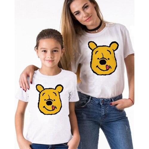 Baby Kids Boys Girls T Shirts Summer New Winnie Pooh Cute Cartoon Tshirt Harajuku Streetwear Matching Family Clothes Outfits