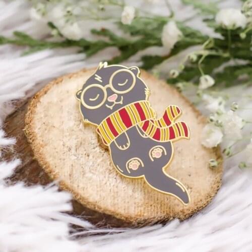 Gryffindors Magic Animal Hard Enamel Pin Cute Wizard Lutra lutra Gold Backpack Pin Decor Unique Gift