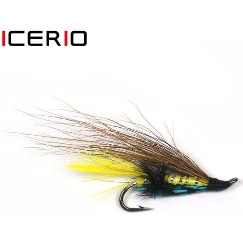 ICERIO 10PCS #10 Blue Charm Hairwing Salmon Single Hook Fly Lure